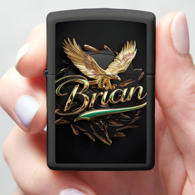 Golden Eagle Emblem Zippo Lighter (In Hand)