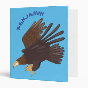 Golden eagle funny cartoon illustration 3 ring binder