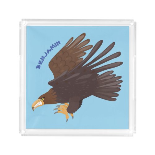 Golden eagle funny cartoon illustration acrylic tray