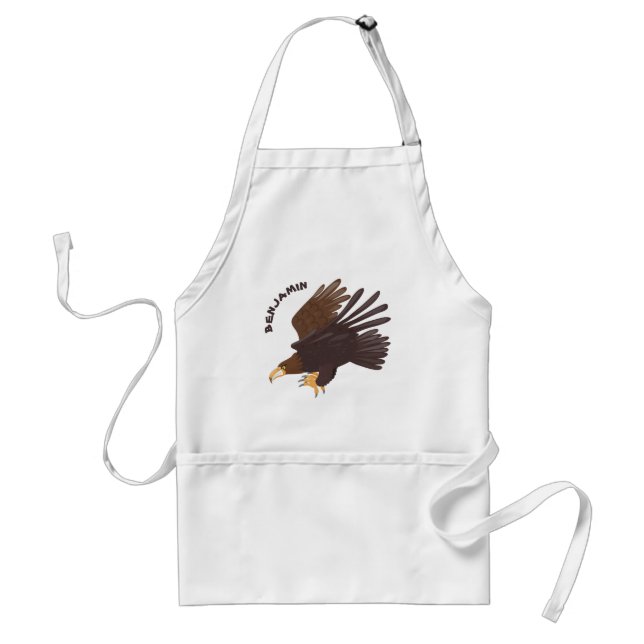 Golden eagle funny cartoon illustration adult apron (Front)