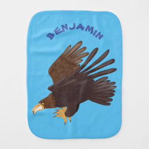 Golden eagle funny cartoon illustration baby burp cloth