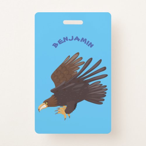 Golden eagle funny cartoon illustration badge