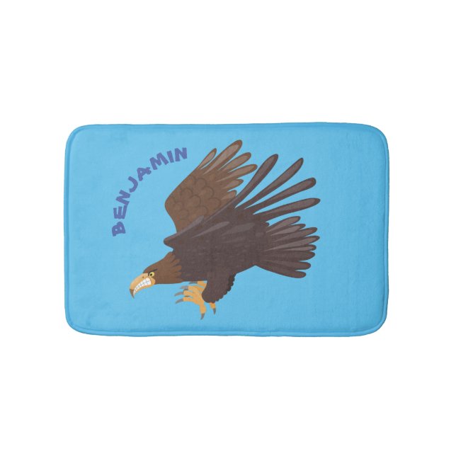 Golden eagle funny cartoon illustration bath mat (Front)