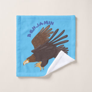 Golden eagle funny cartoon illustration bath towel set