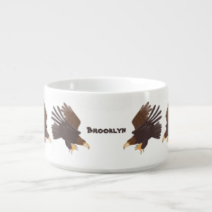 Golden eagle funny cartoon illustration bowl