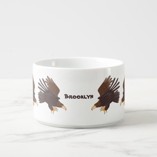 Golden eagle funny cartoon illustration bowl (Center)