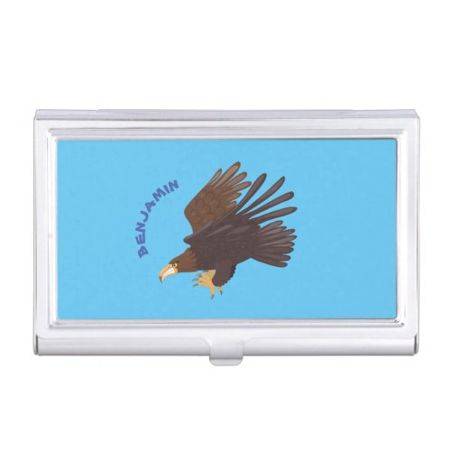 Golden eagle funny cartoon illustration business card case