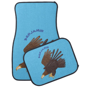 Golden eagle funny cartoon illustration car floor mat
