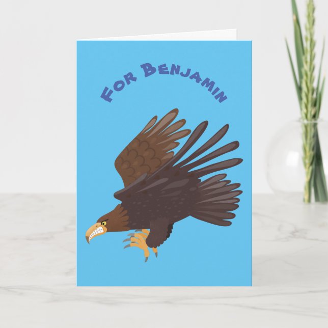 Golden eagle funny cartoon illustration card (Front)