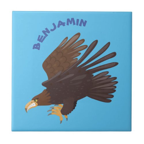 Golden eagle funny cartoon illustration ceramic tile