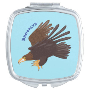 Golden eagle funny cartoon illustration compact mirror