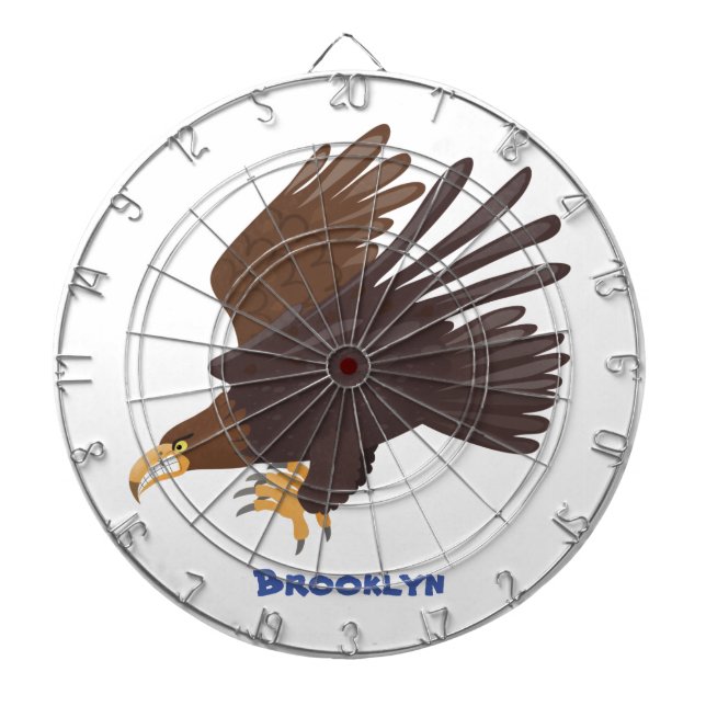 Golden eagle funny cartoon illustration dart board (Front)