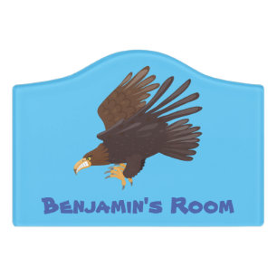 Golden eagle funny cartoon illustration door sign