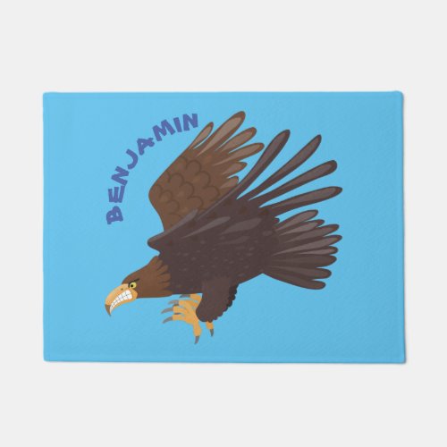 Golden eagle funny cartoon illustration doormat