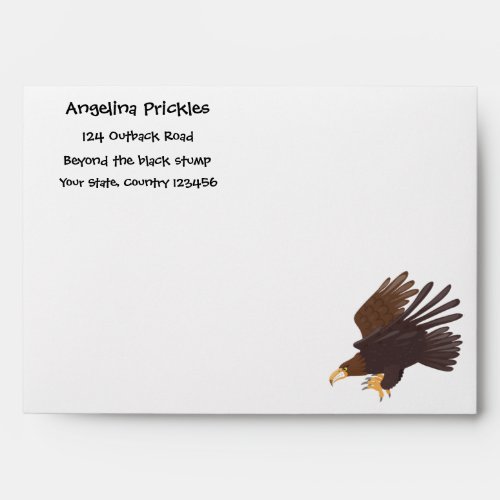 Golden eagle funny cartoon illustration envelope