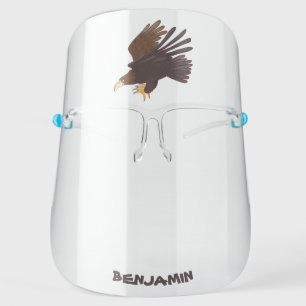 Golden eagle funny cartoon illustration face shield