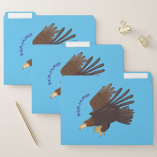 Golden eagle funny cartoon illustration file folder