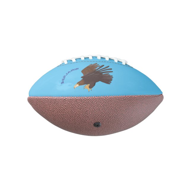 Golden eagle funny cartoon illustration football (Rotated 270)
