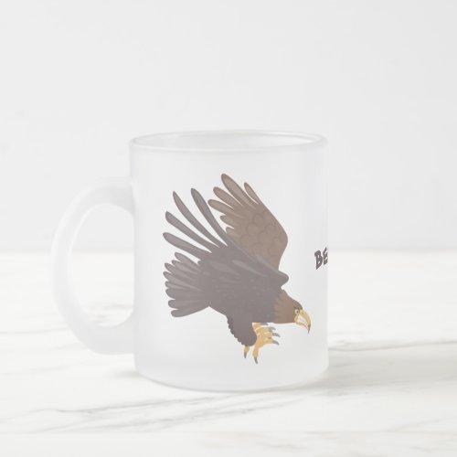 Golden eagle funny cartoon illustration frosted glass coffee mug