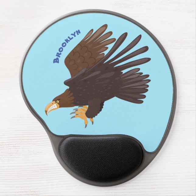 Golden eagle funny cartoon illustration gel mouse pad (Front)