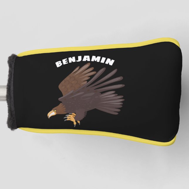 Golden eagle funny cartoon illustration golf head cover (Front)