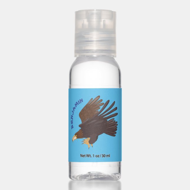 Golden eagle funny cartoon illustration hand sanitizer (Front)