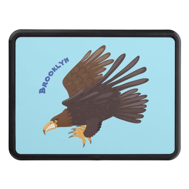 Golden eagle funny cartoon illustration hitch cover (Front)
