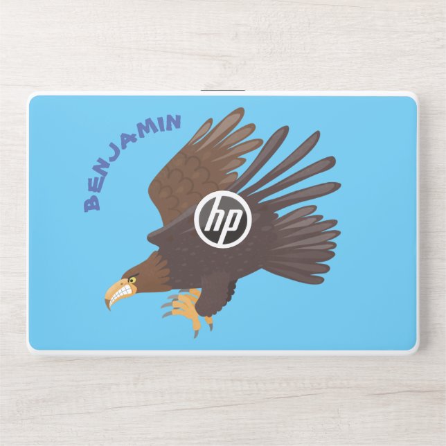 Golden eagle funny cartoon illustration HP laptop skin (Front)