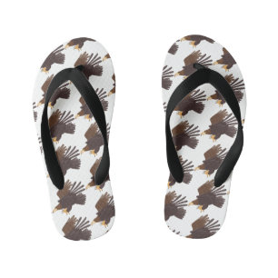 Golden eagle funny cartoon illustration kid's flip flops