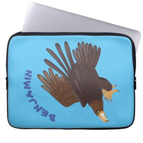 Golden eagle funny cartoon illustration laptop sleeve