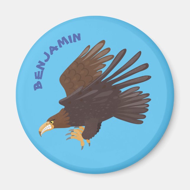 Golden eagle funny cartoon illustration magnet (Front)