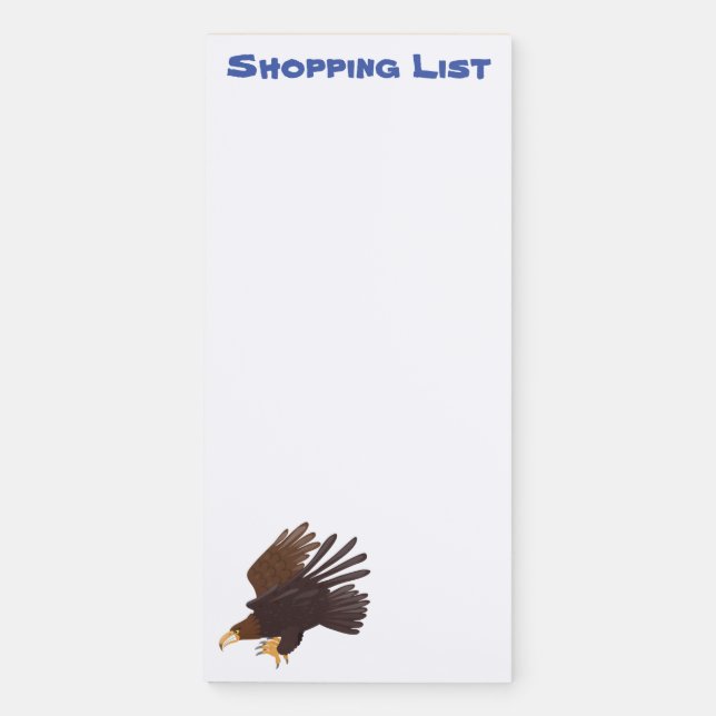 Golden eagle funny cartoon illustration magnetic notepad (Front)