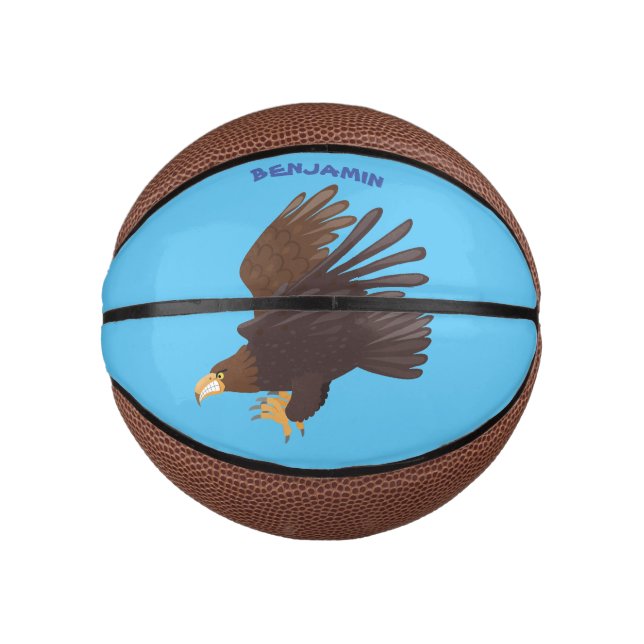 Golden eagle funny cartoon illustration mini basketball (Front)