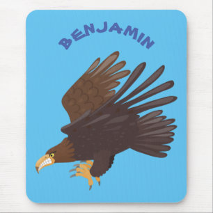 Golden eagle funny cartoon illustration mouse pad