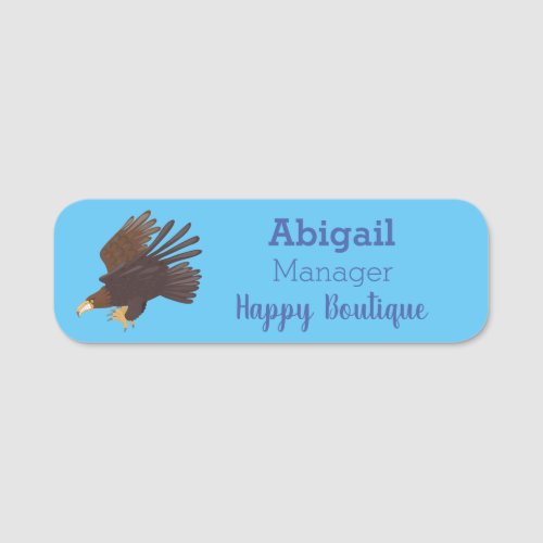 Golden eagle funny cartoon illustration  name tag