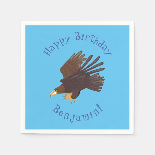 Golden eagle funny cartoon illustration napkins (Front)