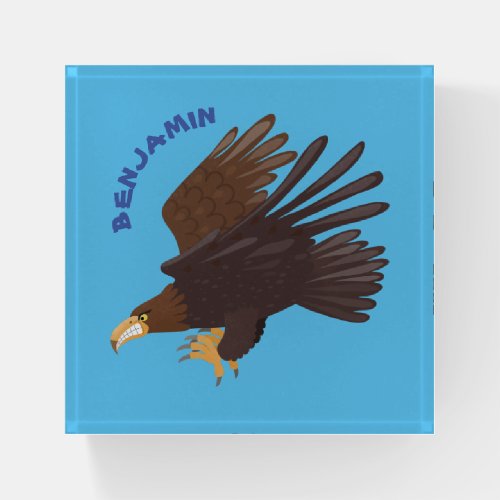 Golden eagle funny cartoon illustration paperweight