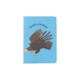Golden eagle funny cartoon illustration  passport holder