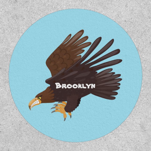 Golden eagle funny cartoon illustration patch (Front)