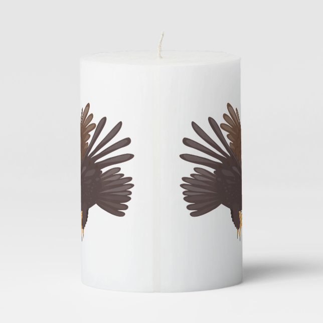 Golden eagle funny cartoon illustration pillar candle (Back)