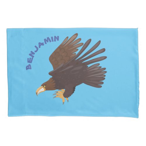 Golden eagle funny cartoon illustration pillow case