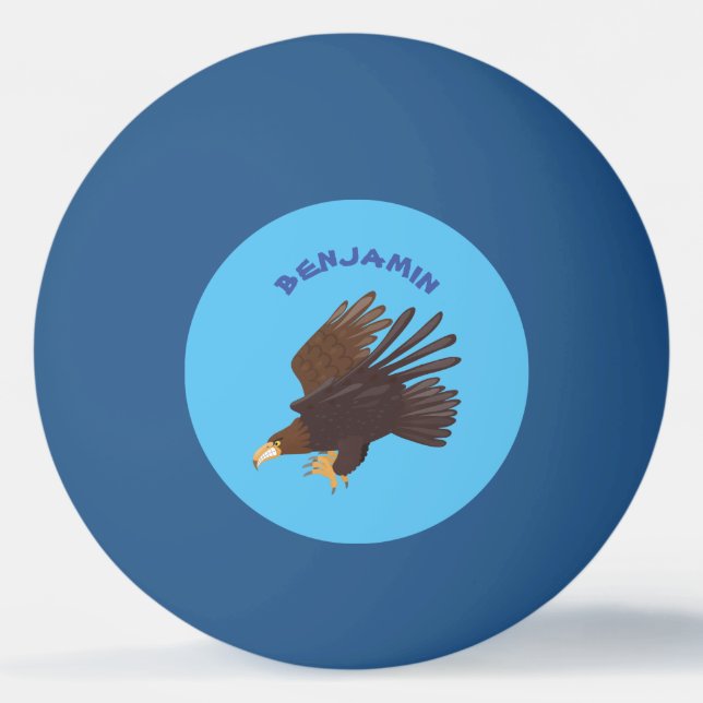Golden eagle funny cartoon illustration ping pong ball (Front)