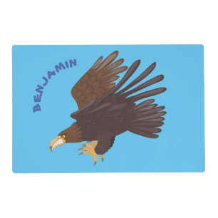 Golden eagle funny cartoon illustration placemat