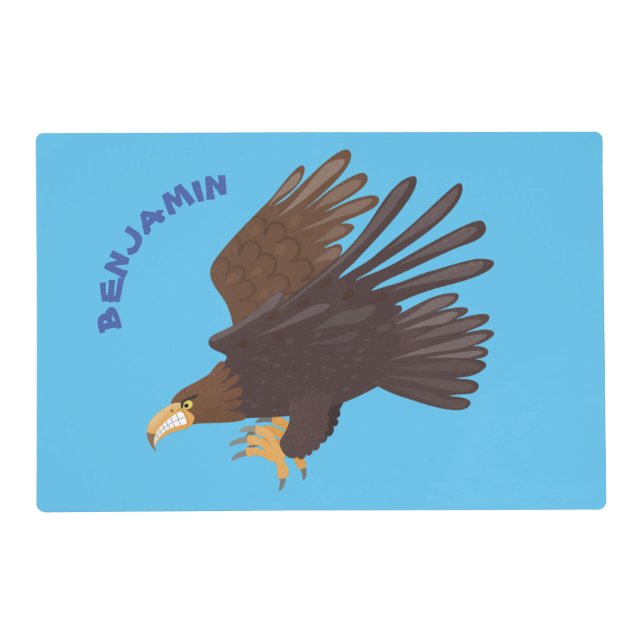 Golden eagle funny cartoon illustration placemat (Front)