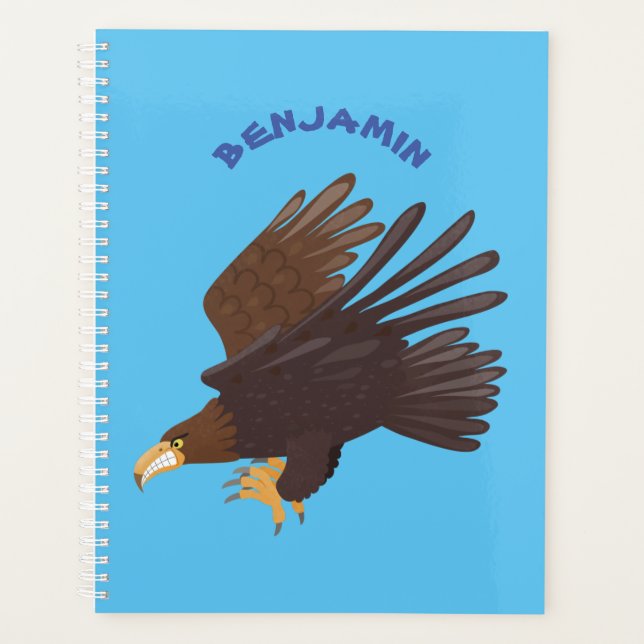 Golden eagle funny cartoon illustration planner (Front)