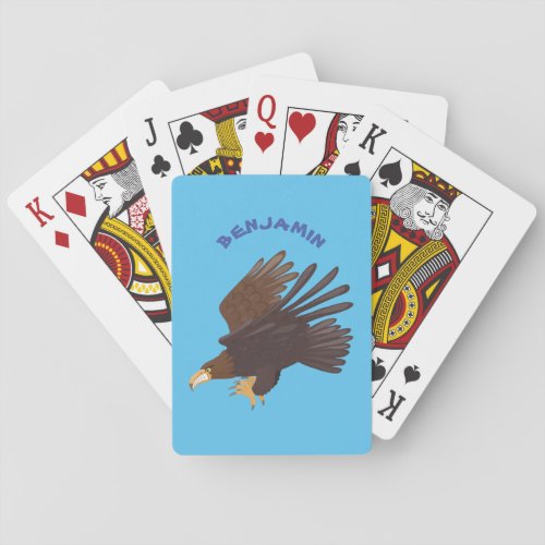 Golden eagle funny cartoon illustration playing cards