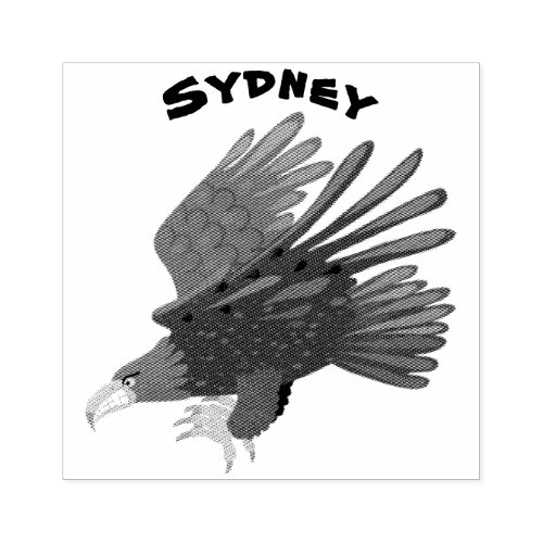 Golden eagle funny cartoon illustration rubber stamp