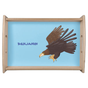 Golden eagle funny cartoon illustration serving tray