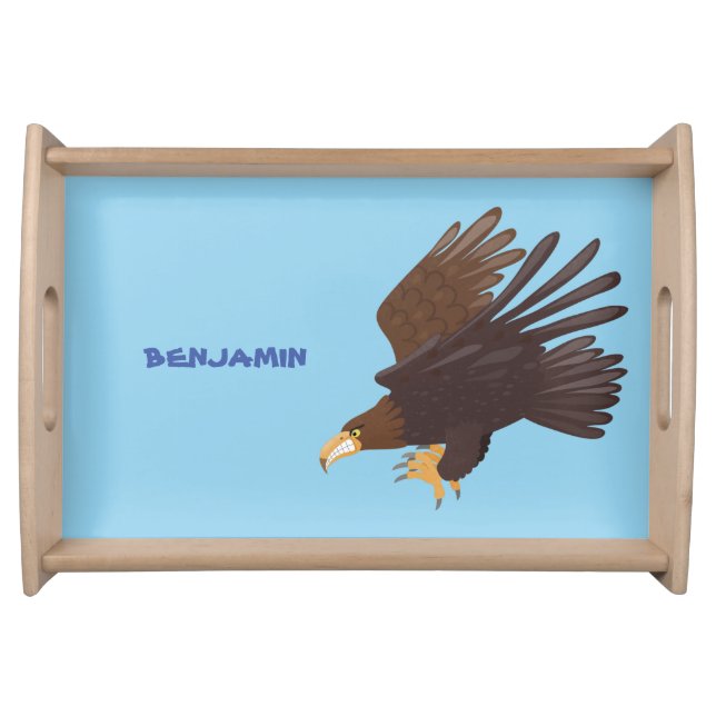 Golden eagle funny cartoon illustration serving tray (Front)