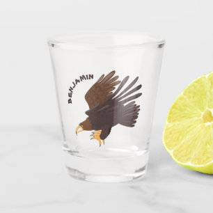 Golden eagle funny cartoon illustration shot glass